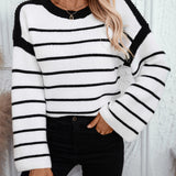 Striped Round Neck Long Sleeve Sweater