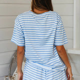 Striped Round Neck Top and Shorts Set