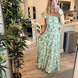 Summer Ways 2 Piece Flutter Sleeve Set - Green Deco Palm