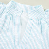 Ruffled Striped Notched Mini Dress