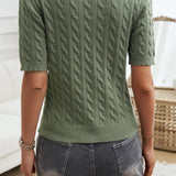 Cable-Knit Short Sleeve Sweater