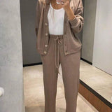 Full Size Button Up Long Sleeve Top and Pants Set