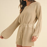 MABLE Round Neck Long Sleeve Sweater Romper