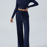 Devine Round Neck Long Sleeve Top and Pants Set