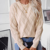 Geometric Round Neck Long Sleeve Sweater