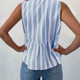 Tied Striped Round Neck Tank