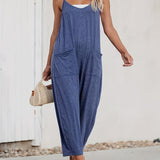 Pocketed V-Neck Spaghetti Strap Jumpsuit