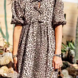 Leopard Short Sleeve Mini Dress