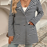 Devine Striped Long Sleeve Hooded Outerwear