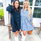 Here For You Denim Dress- Black