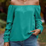 Ruched Off-Shoulder Long Sleeve Blouse