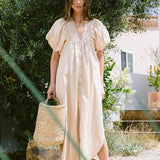 Annie Wear Smocked Puff Sleeve Midi Dress