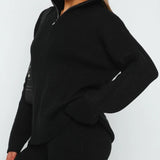 Quarter Zip Long Sleeve Top and Pants Set