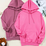 Drawstring Dropped Shoulder Long Sleeve Hoodie