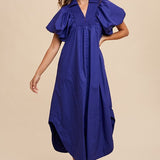 Annie Wear Smocked Puff Sleeve Midi Dress