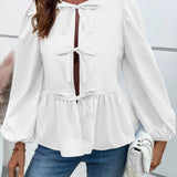 Peplum Tied Long Sleeve Blouse