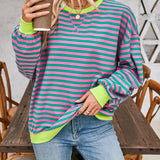 Lovelet Contrast Striped Long Sleeve Sweatshirt