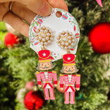Pink Nutcracker Pearl Dangle Earrings - Final Sale