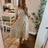 Alexi Midi Dress - Cottage Stripes Green