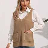 Slit V-Neck Sweater Vest