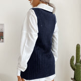 Perfee Slit Hem Sweater Vest Dress