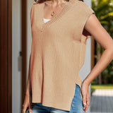 V-Neck Cap Sleeve Knit Vest