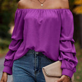 Ruched Off-Shoulder Long Sleeve Blouse