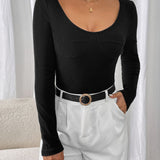 Perfee Scoop Neck Long Sleeve Bodysuit