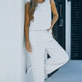 Striped Sleeveless Jumpsuit with Pockets