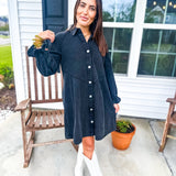 Here For You Denim Dress- Black