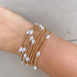 Gold Pearl Beaded Bracelet Set