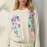 Double Take Full Size Sequin Nutcracker Long Sleeve Sweater