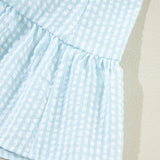 Ruffled Striped Notched Mini Dress