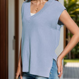 V-Neck Cap Sleeve Knit Vest