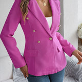 Decorative Pocket Flap Lapel Collar Long Sleeve Blazer