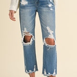 Annie Wear Distressed Raw Hem Cropped Jeans