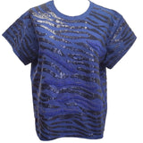 Queen Of Sparkles Navy Sequin Tiger Stripe Tee - Final Sale