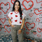 Josie Mini Hearts Sweater, White