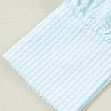 Ruffled Striped Notched Mini Dress