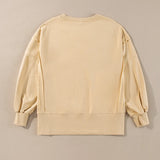 Exposed Seam Round Neck Long Sleeve Sweatshirt