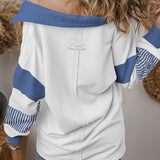 Color Block Johnny Collar Long Sleeve Sweatshirt