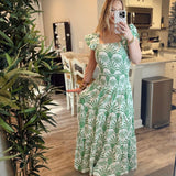 Summer Ways 2 Piece Flutter Sleeve Set - Green Deco Palm