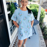 Queen Of Sparkles | Blue Striped Rainbow Crab Cotton Dress - Final Sale