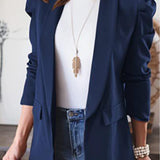 Collared Neck Puff Sleeve Blazer