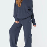 Long Sleeve Hooded Top and Pants Sweater Set