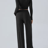 Devine Round Neck Long Sleeve Top and Pants Set