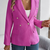 Decorative Pocket Flap Lapel Collar Long Sleeve Blazer