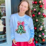 Dark Green Tree With Hot Pink Bow Sweatshirt - Final Sale