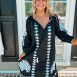 Tiffany Caftan - Black/White