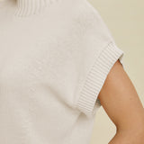 Double Take Full Size Mock Neck Short Sleeve Sweater